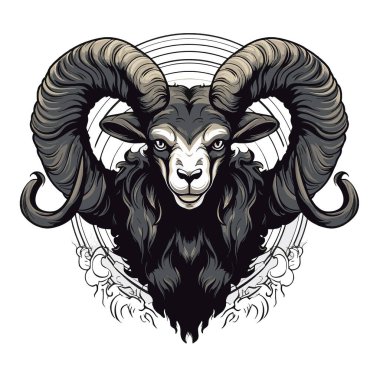 Vektör el - bir keçi kafası çizimi