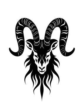 Boynuzlu keçi boynuzlarının silueti. vektör illüstrasyonu