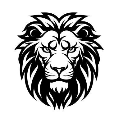 Aslan başı logo tasarımı vektör çizimi.