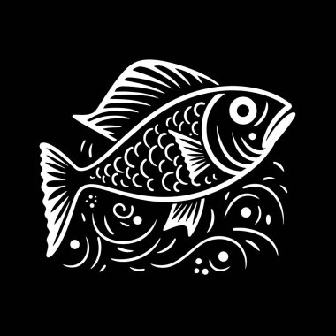 Siyah zemin üzerindeki balıkların vektör çizimi