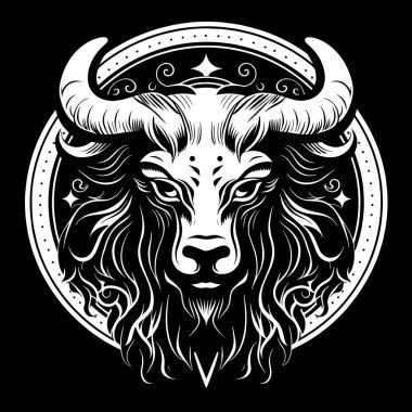 Boynuzlu boğanın başı, vektör çizimi