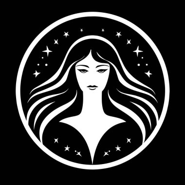 Güzel kadın. Kız Ay 'da oturuyor. Ay ve yıldızlar.
