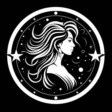 Aylı güzel bir kadının vektör çizimi