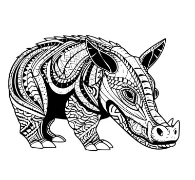 Boyama sayfası. Güzel bir hayvanla sevimli bir zebra..