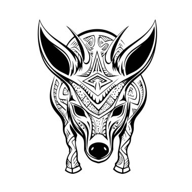 Siyah beyaz boğa başlığının vektör çizimi