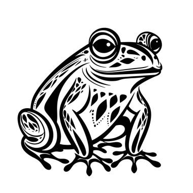 Kurbağanın siyah beyaz karikatürü