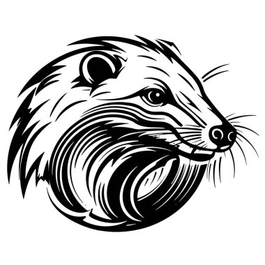 Amerikan su samurunun kafasının vektör illüstrasyonu.