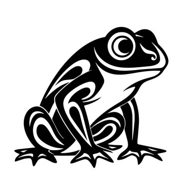 Siyah ve beyaz kurbağanın vektör çizimi