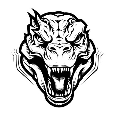 Siyah ejderha baş vektör illüstrasyonu