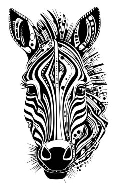Zebra hayvan başı, vektör illüstrasyon
