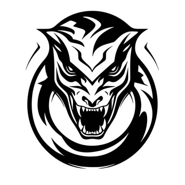 Kaplan kafası dövmesi. Vektör çizimi. beyaz arkaplanda izole