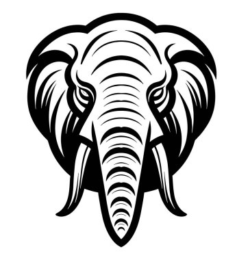 Beyaz arkaplanda siyah fil başı vektör çizimi
