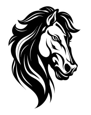 Siyah yeleli bir at kafası