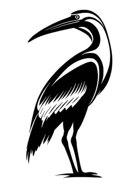 Siyah kuş silueti beyaz arka planda izole edilmiş. vektör illüstrasyonu