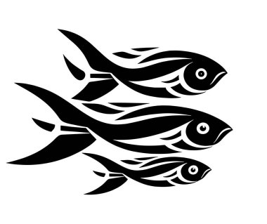 black and white fish. vector illustration