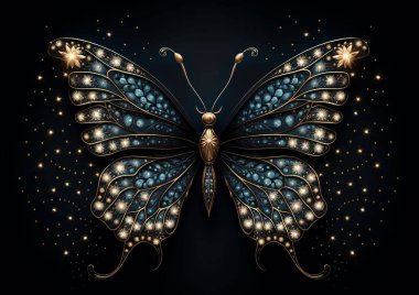 Siyah arka planda kelebek