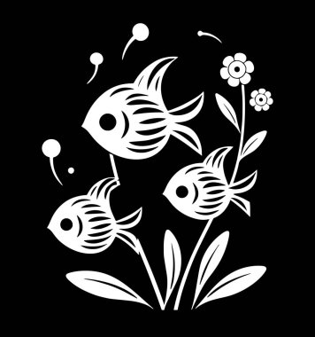 black and white fish. vector illustration.