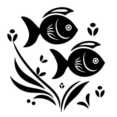 Balıkların vektör illüstrasyonu.