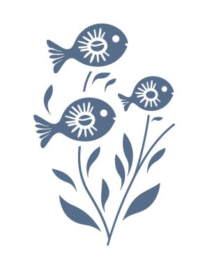 Çemberde şirin balıklar. Çocuklar için vektör çizimi, yazdırma ve diğer dekorasyon, dekorasyon ve tasarım