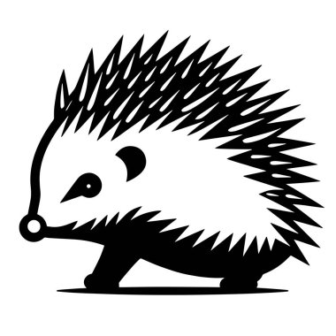 Kirpi vektör silueti beyaz arkaplanda