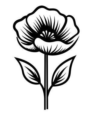 vektör çiçeği. Siyah ve beyaz çizim mürekkebi. El çizimi çiçek.