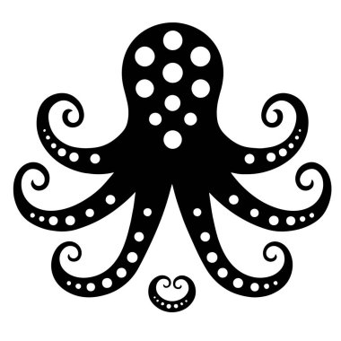 beyaz arkaplan vektör çiziminde ahtapot simgesi
