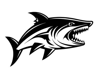 Siyah köpekbalığı, illüstrasyon, beyaz arkaplanda vektör.