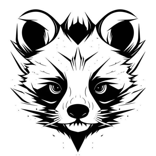 Vektör çizimi, el çizimi, bir kurt kafasının yüzü.