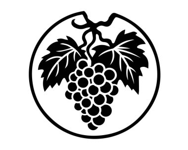 Üzüm ikonu. Beyaz arkaplanda izole edilmiş web tasarımı için üzüm vektör simgesinin özet çizimi