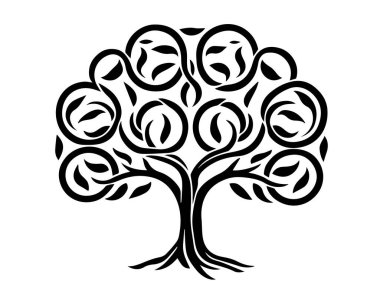 Çiçekli bir ağacın üzerinde siyah bir siluet.