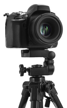 fotoğraf makinesi beyaz arka plan izole tripod üzerinde