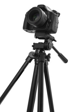 fotoğraf makinesi beyaz arka plan izole tripod üzerinde