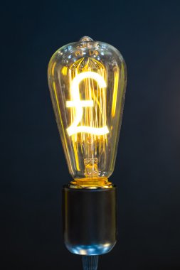 Para yapma fikir. Ampul Pound sterling simgesiyle.