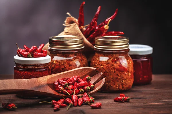 Chile de salsa en vaso — Foto de Stock