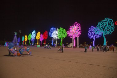 Managua, Nicaragua - 22 Aralık 2015 lightt ağaçlar sokakta