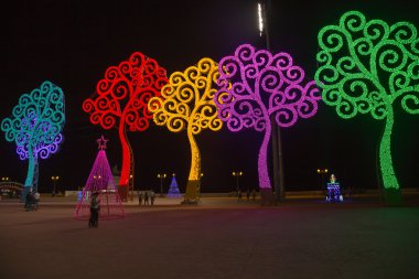 Managua'nın sokak ışık Noel ağaçları