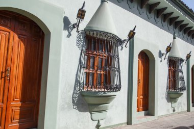 Colonial ev açık havada görünümü, Granada, Nikaragua detay içinde pencere eşiği