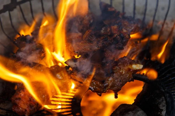 Kött rostning i brand — Stockfoto