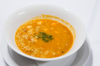 Deniz ürünleri pirinç kase sos ile