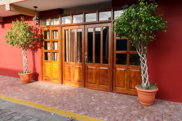 Árbol y puerta de madera desde una entrada — Foto de Stock