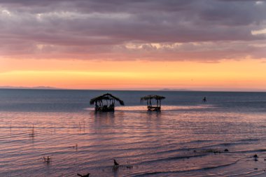 Nicaragua lake view at sunset clipart