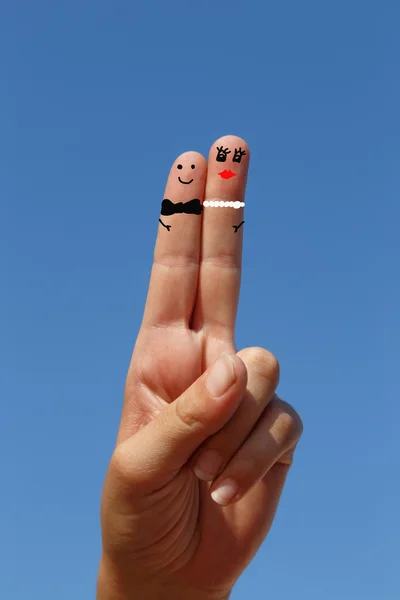 Casal dois dedos pintados — Fotografia de Stock