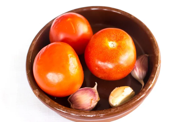 Tomatoes and garlic — Stock Photo, Image