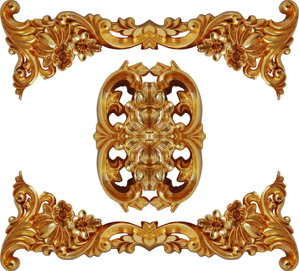 Golden baroque isolated  on white background — Stock Photo, Image