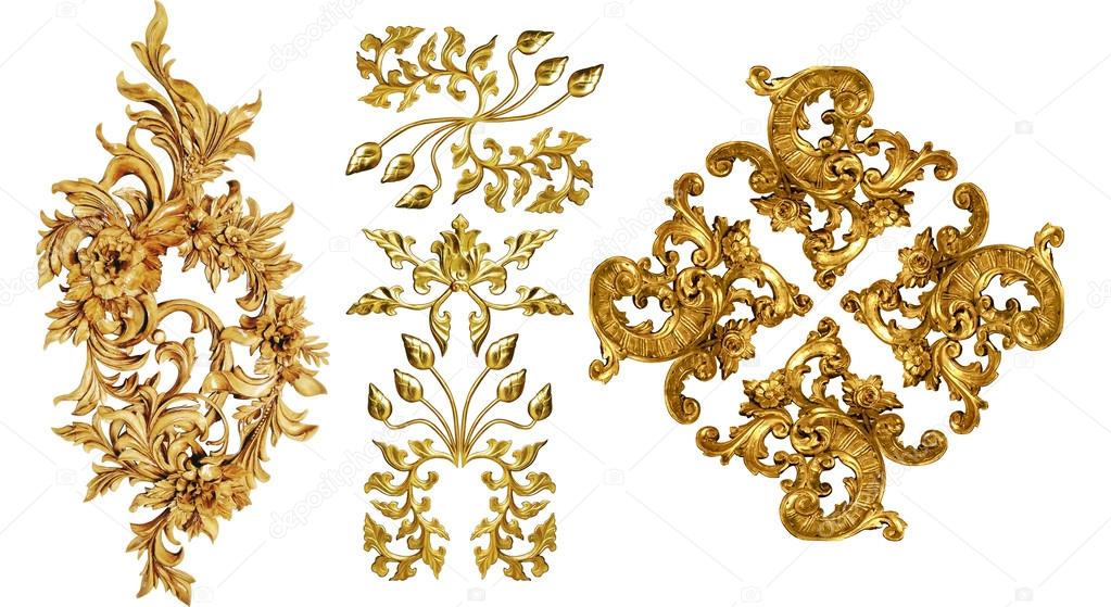 golden baroque isolated  on white background