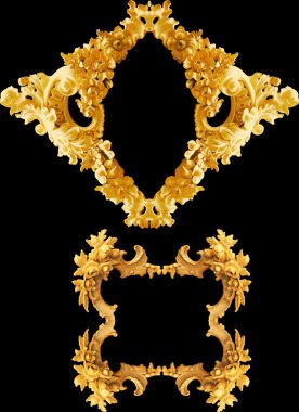 Altın Barok siyah arka plan üzerine izole