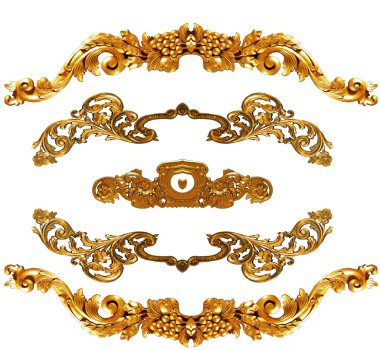 Altın Barok beyaz zemin üzerine izole