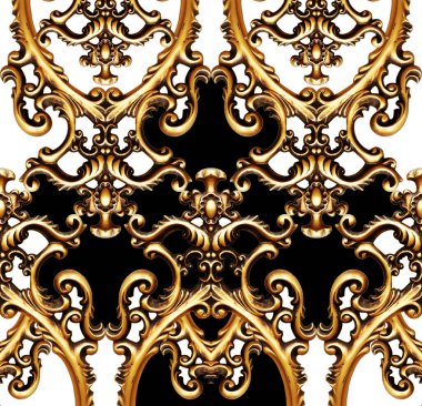 Beyaz arkaplanda altın barok süsü