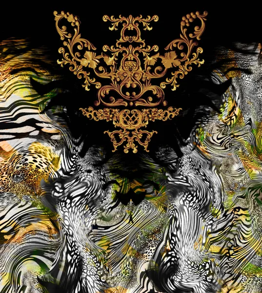 Arany Barokk Leopárd Háttér — Stock Fotó