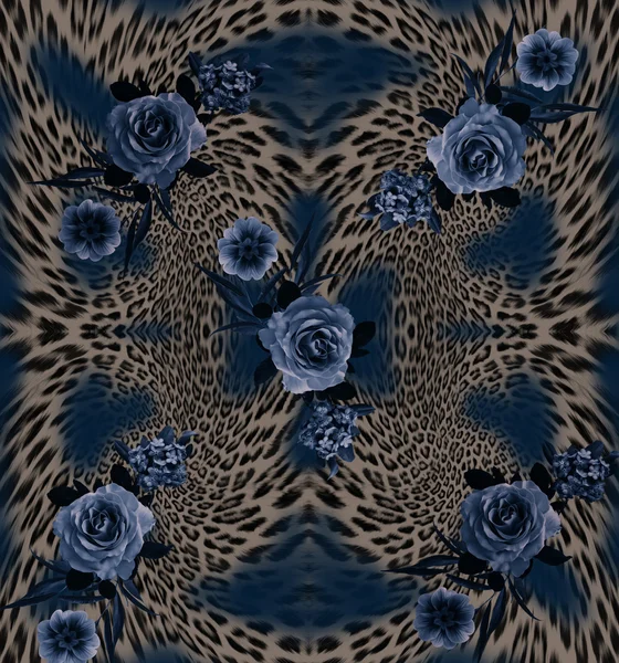 leopar çiçek mavi